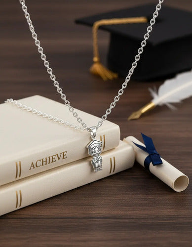 Collar Y Dije Niño Graduado De Plata 925, Graduación Plateado