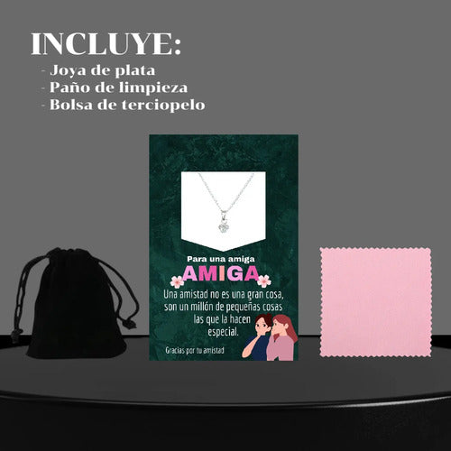 Regalo Para Amiga Collar De Corazón Plata Con Mensaje