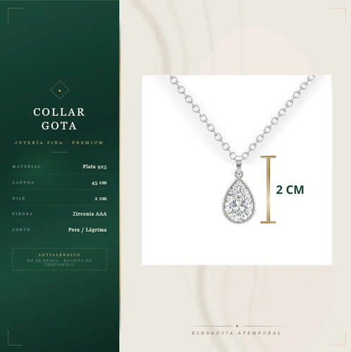Regalo Para Ingeniera Collar De Plata 925 45 Cm Dije Gota Plateado