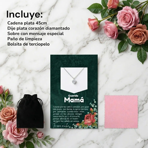Collar Corazón Plata925, Regalo Para Mamá, Mensaje Especial Mamá