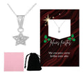 Regalo Navideño Para Mujer Collar Estrella Plata Con Mensaje Plateado