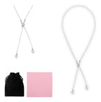 Collar Largo Corbatero con Perlas 66 cm · Plata 925