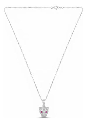 Collar De Jaguar Con Circonitas De Plata 925 Plateado