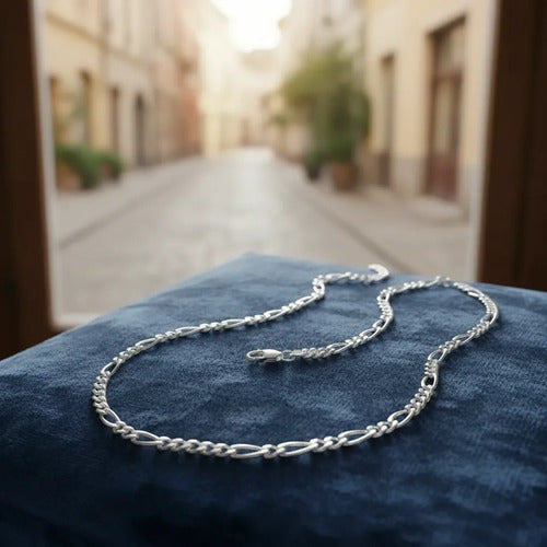 Cadena 55 Cm Plata Solida 925 De 4mm Plateado