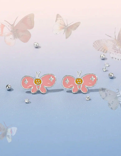 Regalo Para Niña Collar Y Aretes Dije Mariposa Plata 925 Plateado