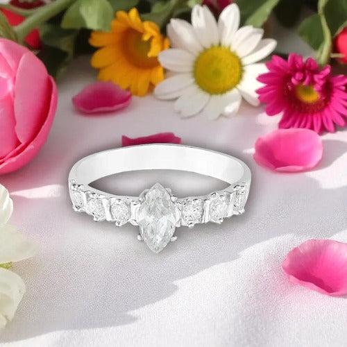Anillo De Compromiso Zirconita De Gota De Plata 925 Plateado 8