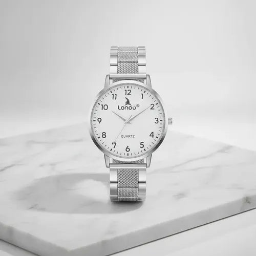 Reloj De Caballero De Plata 925 Para Hombre Plateado Blanco
