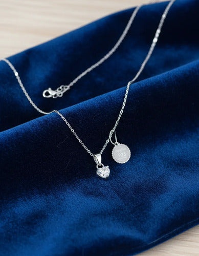 Regalo Para Hermana Collar De Corazón De Plata 925 Plateado