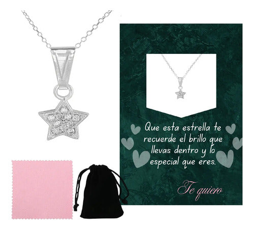 Regalo Romántico Collar Estrella Plata - Amor Novia Esposa Plateado