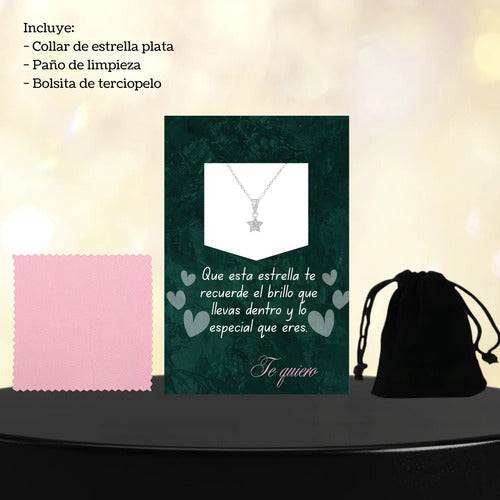 Regalo Romántico Collar Estrella Plata - Amor Novia Esposa Plateado