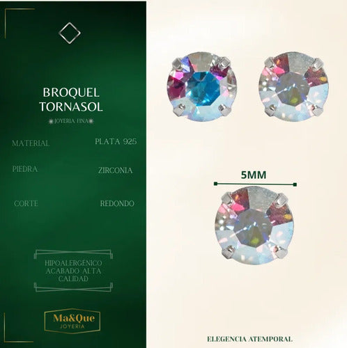 Broqueles Redondos Tornasol · Plata 925