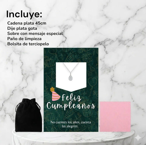 Regalo De Cumpleaños Para Mujer, Collar Elegante Plata 925 Plateado