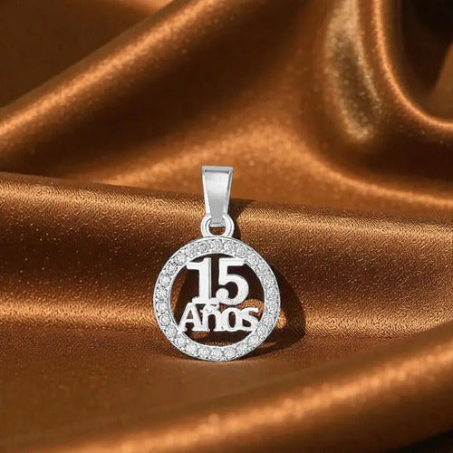 Dije De 15 Años De Plata 925 Con Circonias Para Quinceañera Plateado