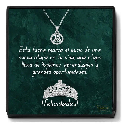 Anillo Y Collar De 15 Años Plata Con Mensaje Especial Regalo Plateado 7.5