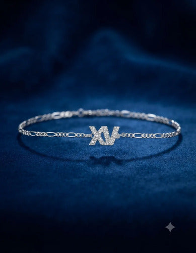 Pulsera De 15 Años Plata 925, Regalo Quinceañera Plateado 19 Cm