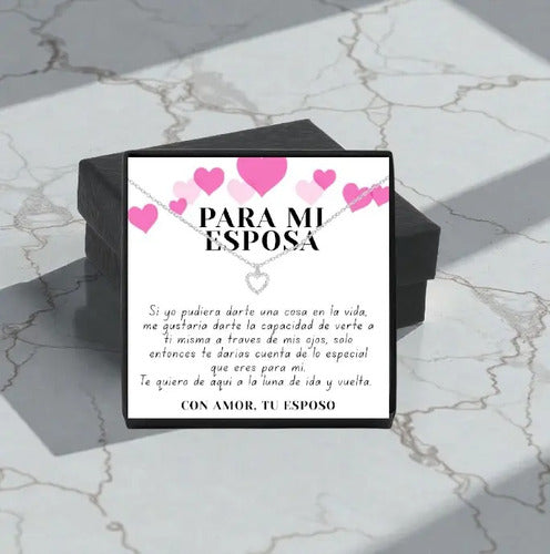 Collar Plata 925 45 Cm Con Zirconia Para Mujer Esposa Regalo Corazón Circonitas