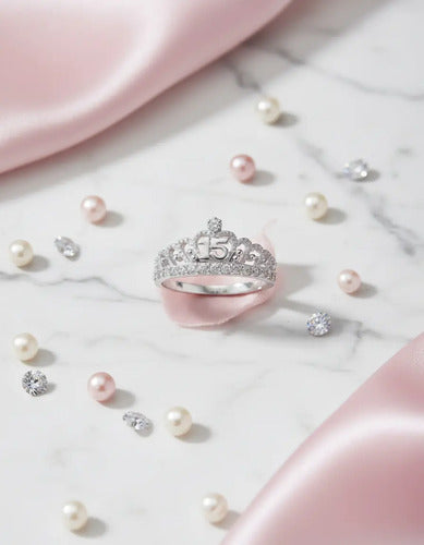 Anillo De 15 Años Plata Corona Princesa Con Mensaje Especial Plateado 9