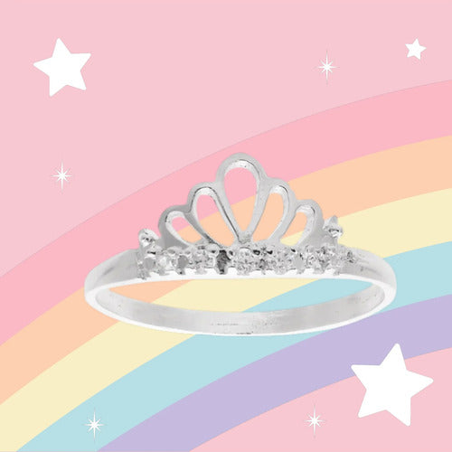Regalo Para Niña Anillo De Corona Princesa Plata 925 Plateado 3