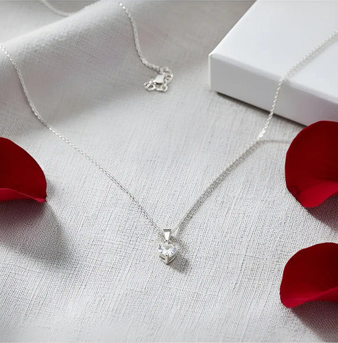 Regalo De Promesas Parejas, Collar Plata Dije Corazón Plateado