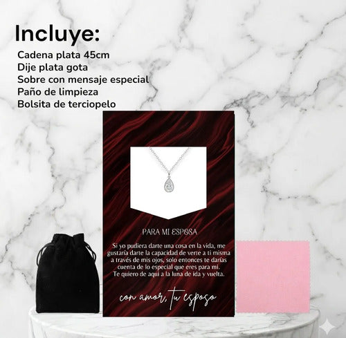 Collar Plata925 Con Zircornia Para Esposa Mensaje Especial Plateado
