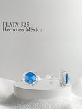 Regalo San Valentin Para Mujer Aretes De Plata 14 De Febrero Azul Claro