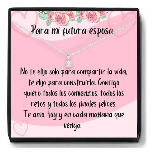 Collar Plata Con Zirconia Para Mujer Futura Esposa Regalo Plateado