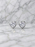 Broquel Arete De Circonita De Corazon De Plata 925 Blanco
