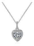 Collar De Plata  Para Mujer, Colgante Corazón De Circonita. Plateado