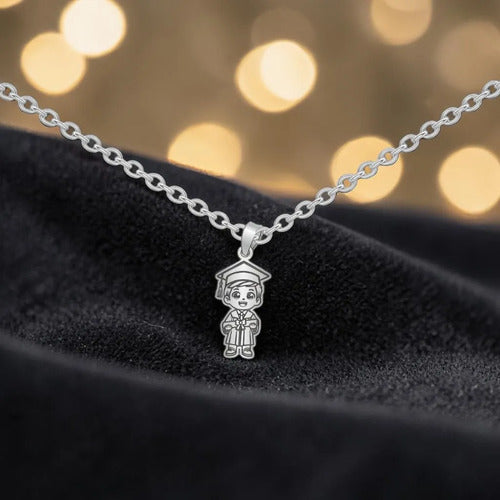 Regalo De Graduación Collar Y Dije Niña - Niño De Plata 925 Niño