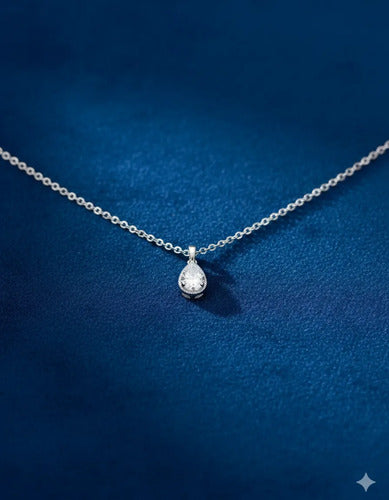 Regalo Para Maestra, Collar Dije Gota De Plata 925 Plateado