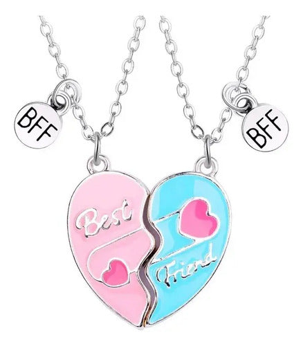 Juego 2 Collares Colgante Corazón  Mejores Amigas Con Imán