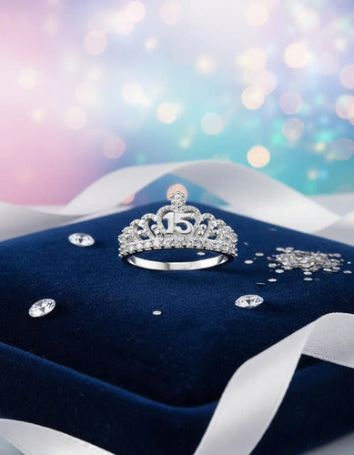 Anillo De 15 Años Plata Corona Princesa Con Mensaje Especial Plateado 9