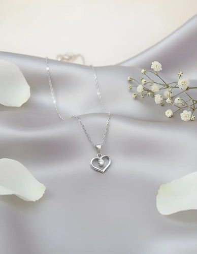 Collar Plata 925 45 Cm Con Zirconia Para Mujer Esposa Regalo Plateado
