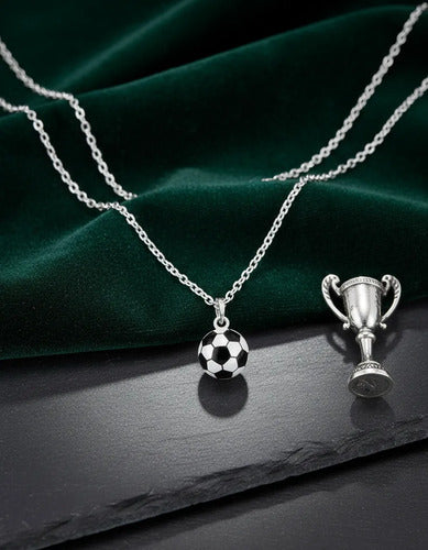 Collar Dije Balón De Futbol Plata, Regalo, Copa Mundial 2026 Plateado