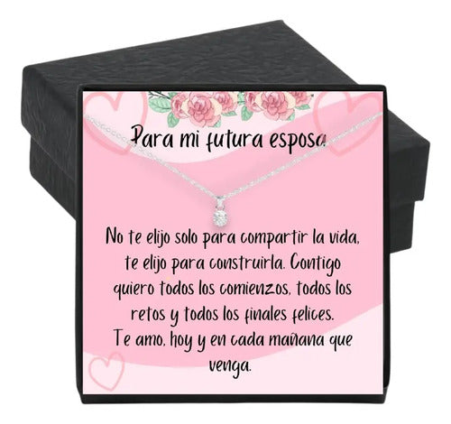 Collar Plata Con Zirconia Para Mujer Futura Esposa Regalo Plateado