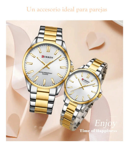 Reloj Para Parejas Acero Inoxidable, Regalo Plateado Gris