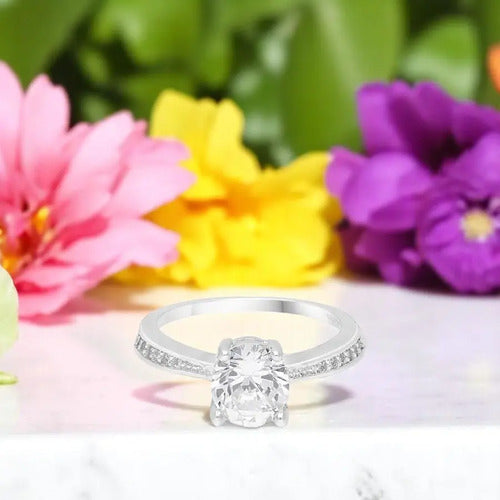 Anillo De Compromiso Plata 925 Con Circonitas Plateado 9