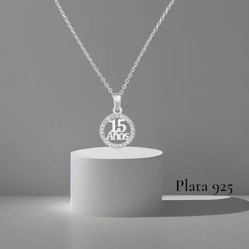 Anillo Y Collar De 15 Años Plata Con Mensaje Especial Regalo Plateado 7.5