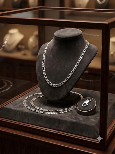 Cadena 55 Cm Plata Solida 925 De 4mm Plateado