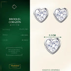 Broqueles Corazón Blanco · Plata 925
