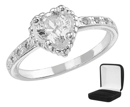 Anillo De Promesa Plata 925 Con Circonita, Amor Regalo Piedra Redonda 9