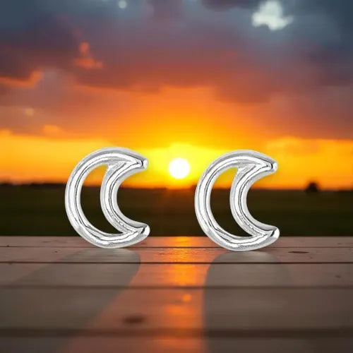 Aretes Borde Luna En Plata 925 Para Mujer Plateado