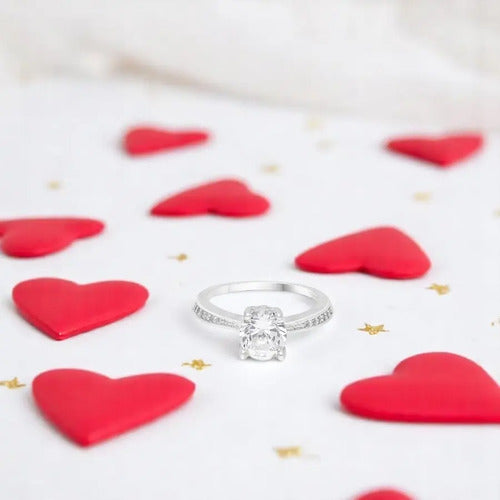 Anillo De Compromiso Plata 925 Con Circonitas Plateado 9