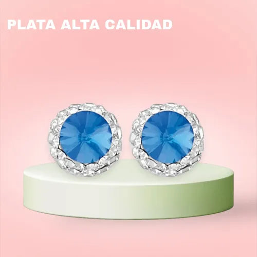 Regalo San Valentin Para Mujer Aretes De Plata 14 De Febrero Azul Claro