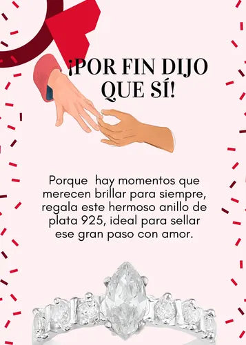 Anillo De Compromiso Zirconita De Gota De Plata 925 Plateado 8