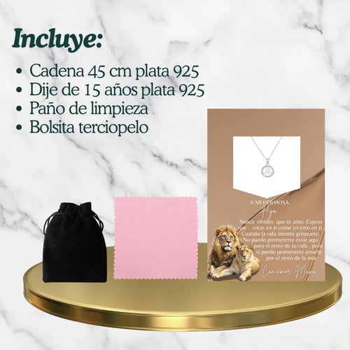 Collar Y Dije De 15 Años Mensaje Especial A Hija, Plata 925
