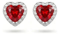 Broquel Arete Circonita Corazón Rojo De Plata 925 Rojo