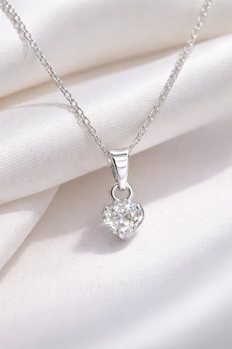Regalo Para Hermana Collar De Corazón De Plata 925 Plateado