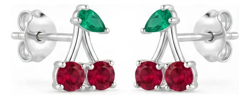 Broquel De Cereza De Plata 925 Rojo
