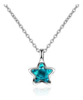 Collar De Plata Con Colgantes De Cristal De Estrella Azul Plateado